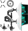 ARES WING Heavy Duty Dual Monitor Mount with USB for 24-57 Inch, Black | Adjustable Stacked Gas Spring Desk Mount for 2 Ultrawide Screens, VESA 75/100/200mm Mount by ARESWING