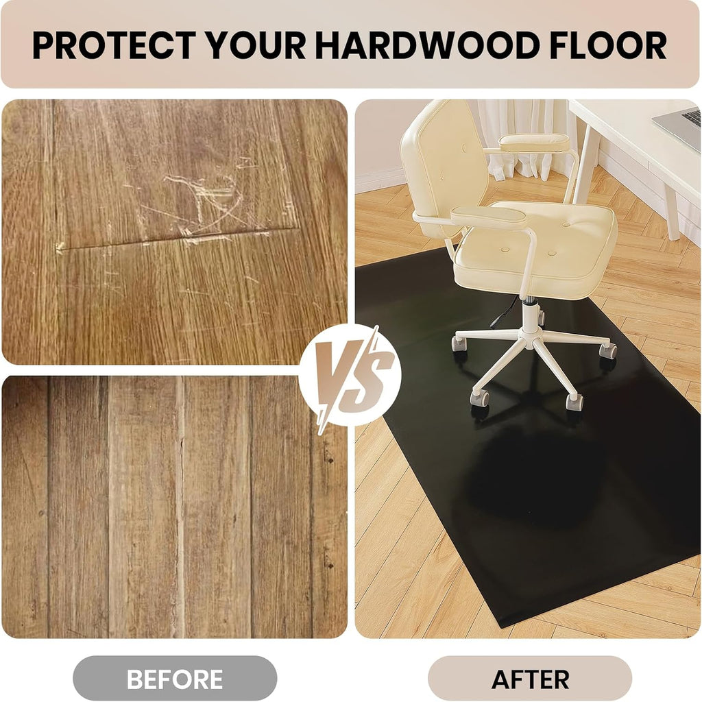 Black Office Chair Mat for Hardwood Floor, 48 x 60 In Desk Floor Protector - Image 4