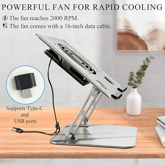 Laptop Stand for Desk, Laptop Riser with Active Cooling Fan, Widely Compatible with MacBook and Other Computer Accessories、Computer Stand for Laptop - Image 5
