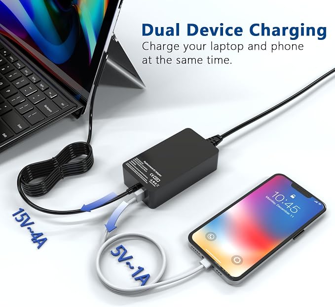 Replacement for Surface Pro Charger 65w | Compatible with Microsoft Surface Pro 11, 10, 9, 8, 7+, 7, 6, 5, 4, 3, X, Surface Laptop 7/6/5/4/3/2/1, Surface Go Book 2/1 - Image 5