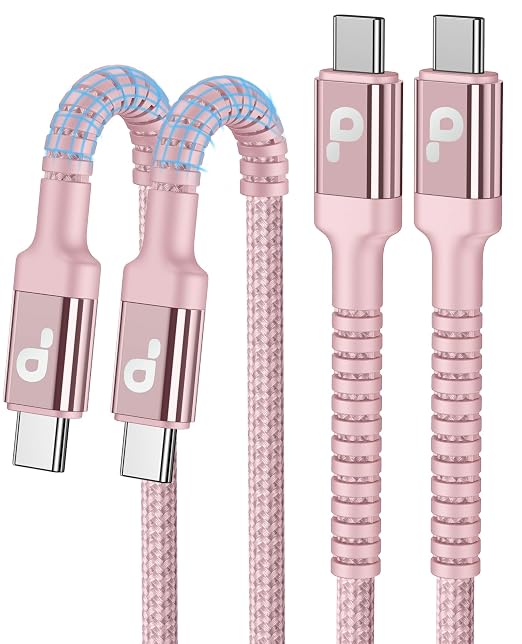 USBC to USBC Cable Fast Charging 66W, 2Pack 3FT USB C Cable, iPhone USB C | Charger Cable Short USB Type C to C Cord Nylon Braided for iPhone 17/16/15/Pro Max/Plus/Samsung Galaxy S23/LG and More-Pink by PRAKIE