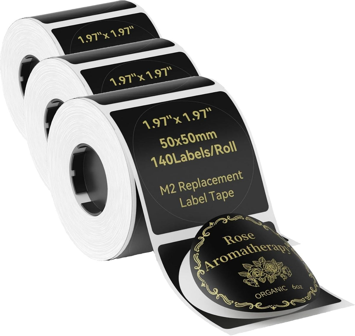 NIIMBOT Black Round Labels 50x50mm(1.97'' x 1.97''), for M2/M3 Label Maker, Suitable for Essential Oils Aromatherapy Bathroom Bakery Gift Labels, Waterproof Oilproof and Long Storage (Pack of 3) by NIIMBOT