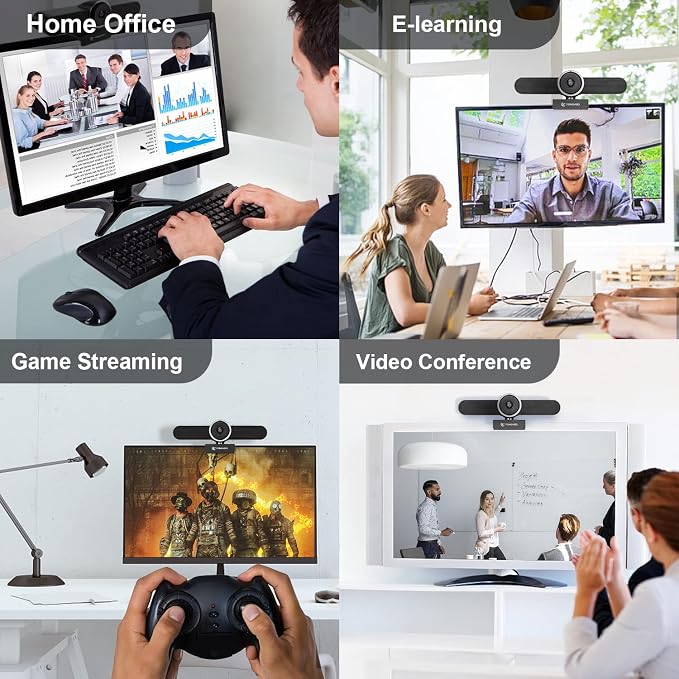 TONGVEO 4K Webcam Conference Call Room Web Camera with Dual Microphones &Speaker, | All-in-One USB Video Camera, 116° Wide Angle, AI Auto Framing | Compatible with Zoom, OBS - Image 9