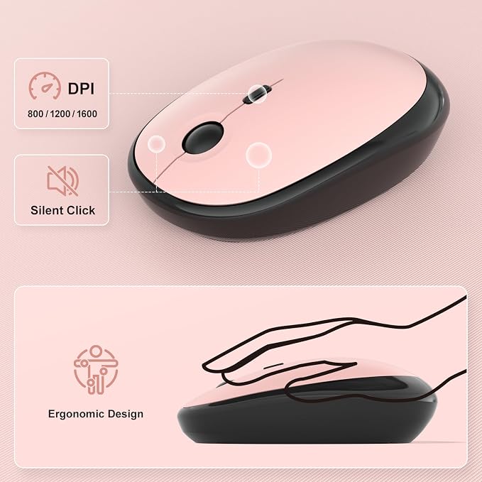 MOFII Wireless Keyboard and Mouse Combo,2.4G Typewriter Keyboard Quiet Mice | Retro Full Size Computer Keyboards, Cute Mouse, USB Dongle Plug and Play, for PC,Laptop,Desktop,Windows (Blackberry Gradient) - Image 3