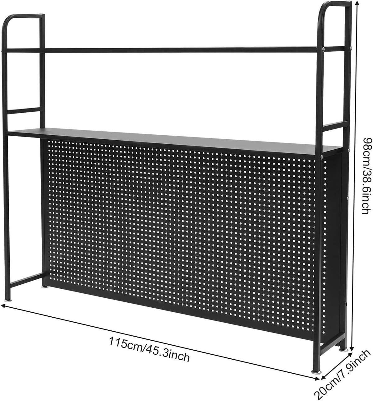 Office Clamp On Desk Shelf with Pegboard (Black, 45.3, Inches) - Image 3