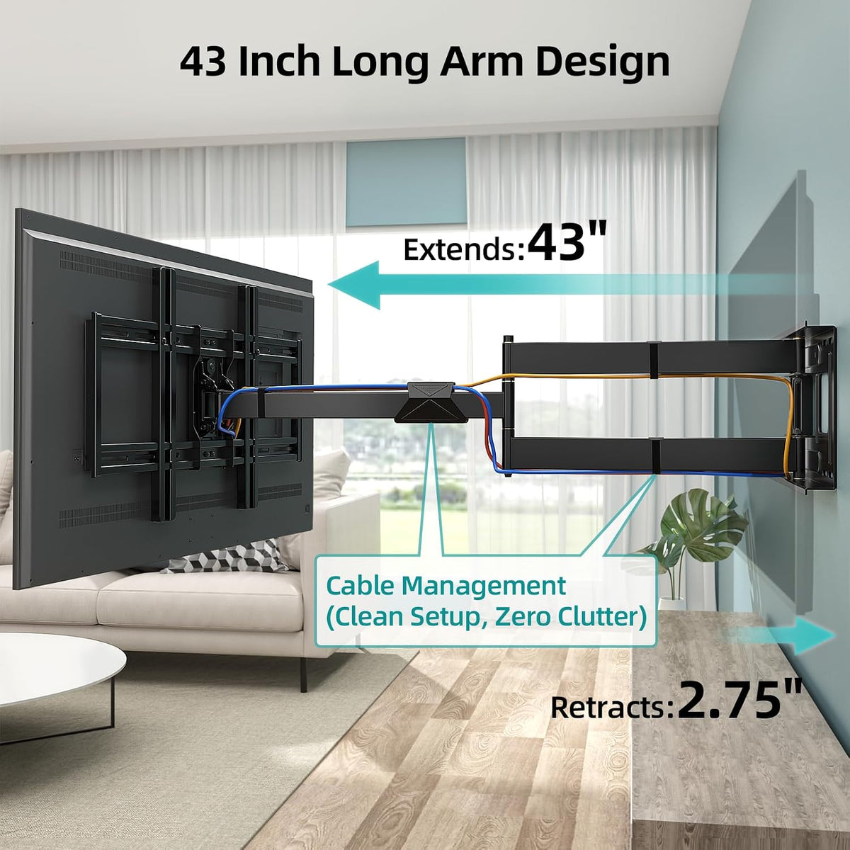 Extra Long Arm Full Motion TV Wall Mount For 42–80” TVs - Image 2