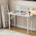 Small Folding Computer Desk – Portable 43.3 Inch Foldable Laptop Table, Collapsible and Compact for Easy and Fast Setup, Lightweight for Small Spaces, Home Craft and Study Use, White Ash by Frylr