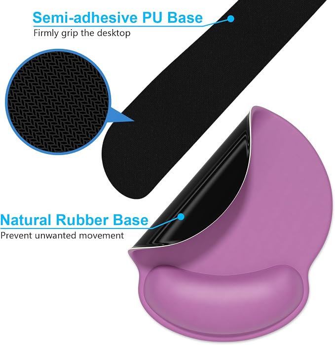 Dapesuom Keyboard Wrist Rest and Mouse Pad with Wrist Support, Cute Memory Foam Cushion for Keyboard and Mouse Set, Desktop Pad Rests with Non Slip Base for Easy Typing & Pain Relief, Radiant Orchid - Image 6