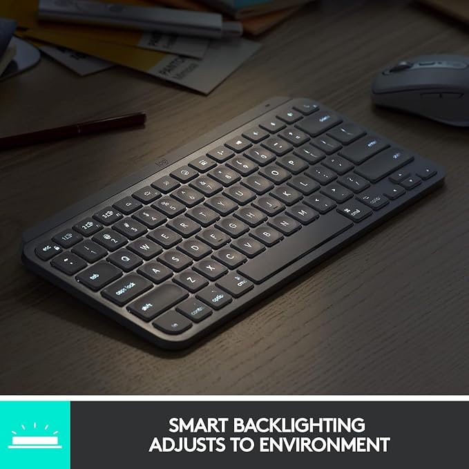 Logitech MX Keys Mini Minimalist Wireless Illuminated Keyboard - Graphite | Minimalist, compact, Bluetooth, USB-C, metal build, compatible with Apple macOS, iOS, Windows, Linux, Android - Image 5