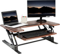 VIVO Dual Tier Standing Desk Converter, 36" Dark Walnut Top by VIVO