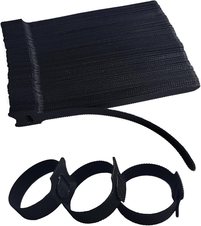 6 Inches 100 PCS Black Reusable Cable Ties,Multi-purpose Adjustable Cord Straps,Cable Organizer,Cord Wrap and Hook Loop Cords Management,Adjustable Cord Ties by Unknown