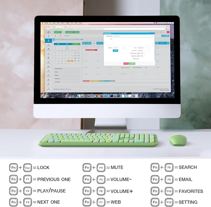 MOFII Wireless Keyboard and Mouse Combo, Colorful Full Size Keyboard with Number Pad, Silent Cute Wireless Mouse, 2.4GHz Dropout-Free Connection, for PC Laptop Computer (Green Color) - Image 6