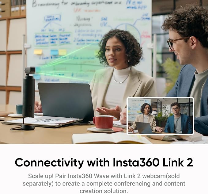 Insta360 Wave AI Conference Speakerphone with Bluetooth, Noise-Canceling Mics, Beamforming, Zoom Certified, AI Transcription & Summary, 32GB Storage for Meetings, Podcasts, Home office and Livestreams - Image 8