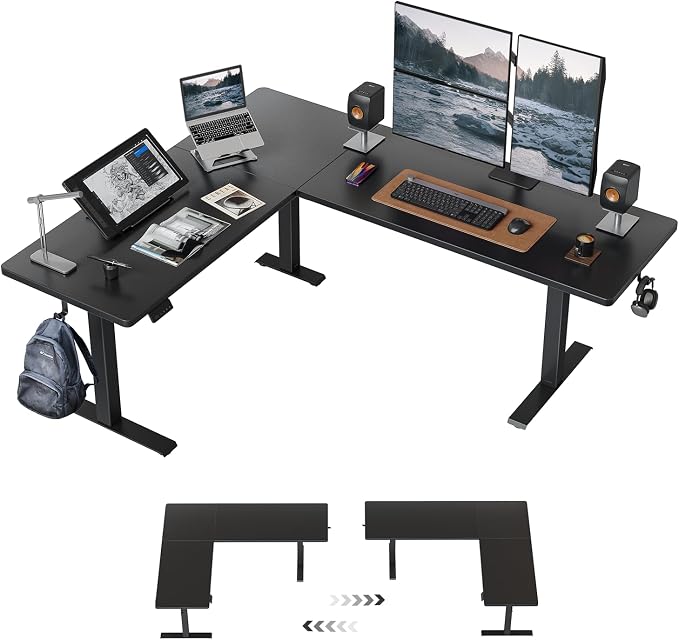 Cubiker 75 * 63" L Shaped Standing Desk, Reversible Corner Standing Desk, Suitable for Home Office, Black by CubikerHomeOfficeFurniture