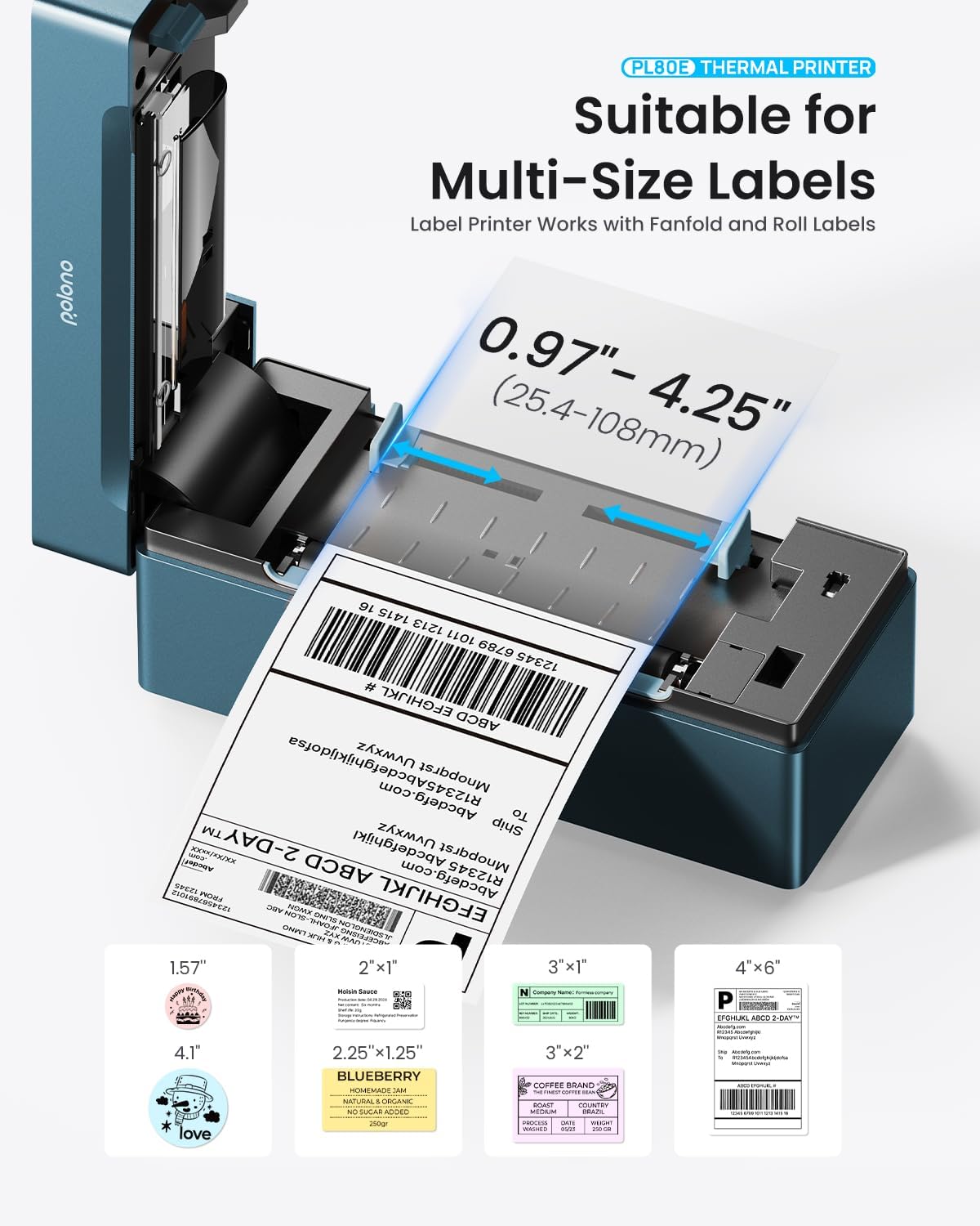 POLONO Bluetooth Thermal Shipping Label Printer, 4x6 Thermal Label Printer - Image 5