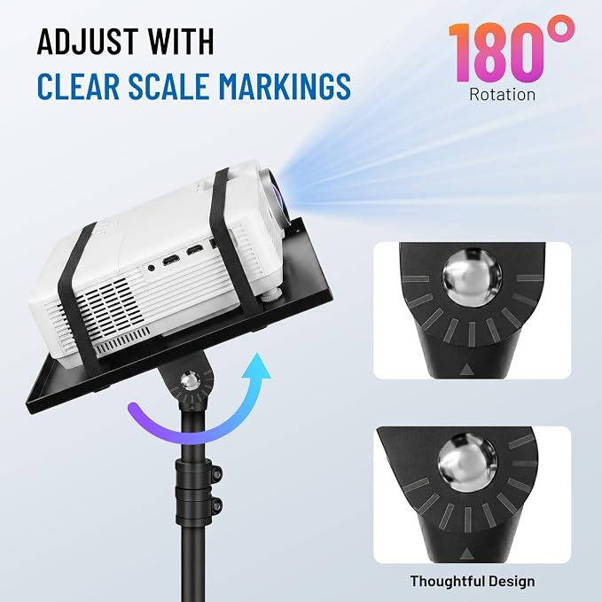 CAHAYA Projector Stand Tripod Adjustable Height Portable Laptop Rack Tray | 26-51.5" Adjustable Height Holder for Projectors Laptops Books Tablets Heavy-duty Stand for Outdoor Movies Music - Image 2