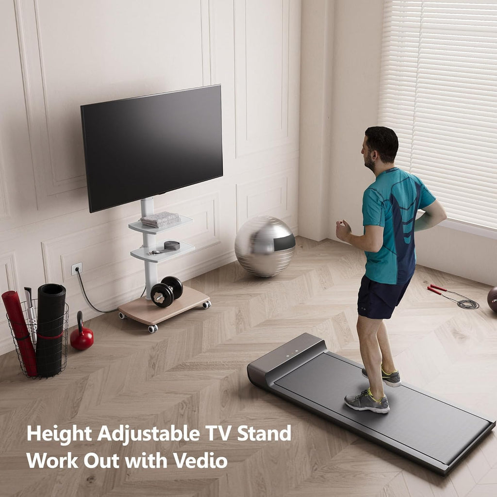 FITUEYES Rolling TV Stand with Power Outlets, for 32-75 InchTVs, White - Image 3