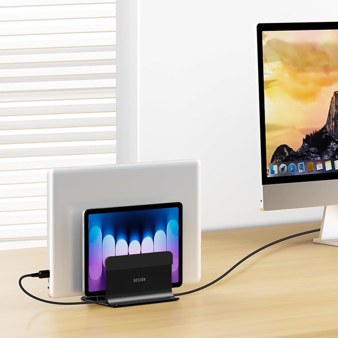 BESIGN LS13 Vertical Laptop Stand Holder for Desk, 4 in 1 Desktop Stand Holder for Laptops, Tablets, Smart Phones - Image 8