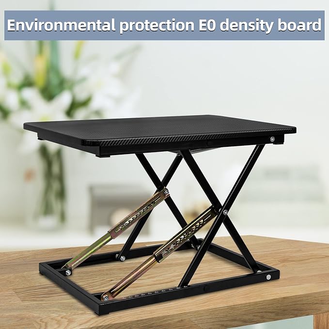 Standing Desk Converter, Height Adjustable Sit Stand Desk Converter, Fully Assembled Monitor Desk Riser for Standing or Sitting, Black, Pattern - Image 8