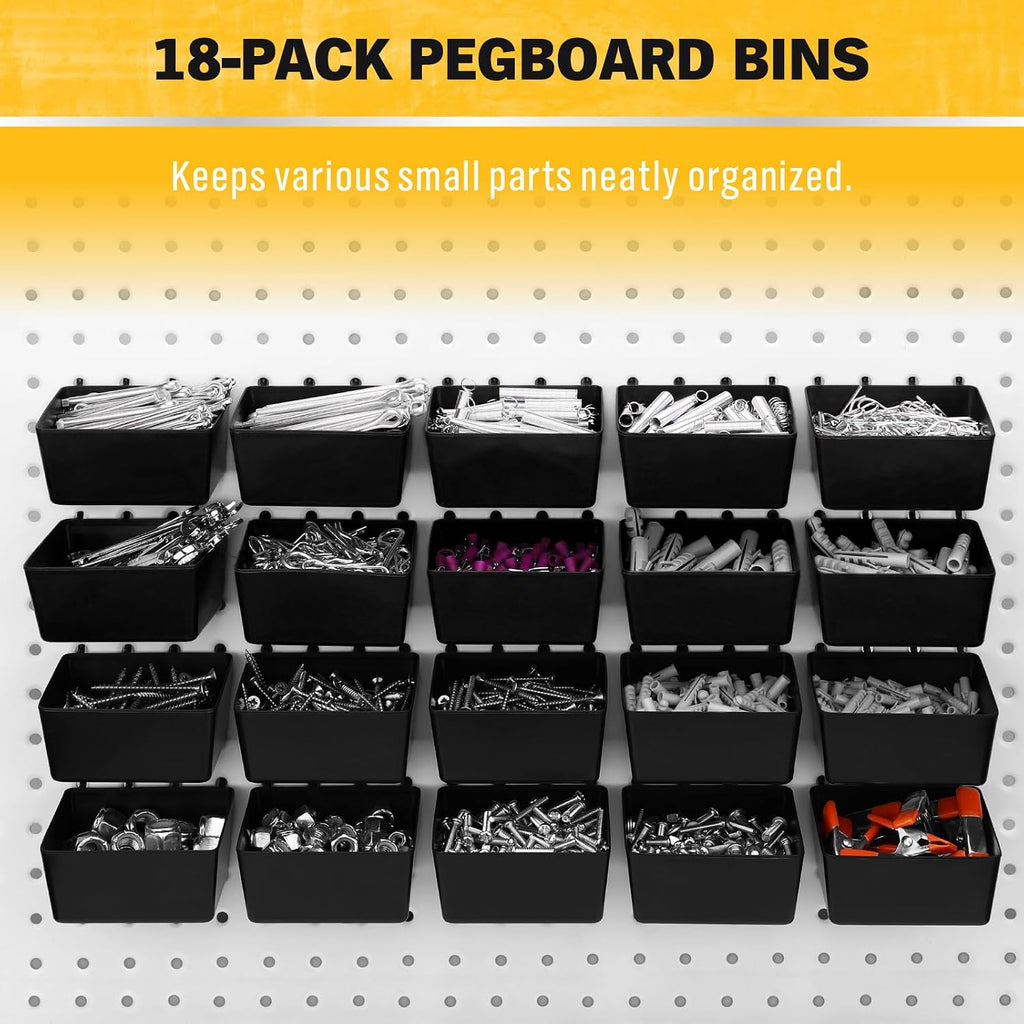 286-Piece Extra Thick Pegboard Hooks Set, 1/4" Heavy Duty Black Peg Board Organizer Accessories with Bins, Metal Pegboard Accessories with Pegs Lock, Peg Board Hooks for Hanging - Image 7
