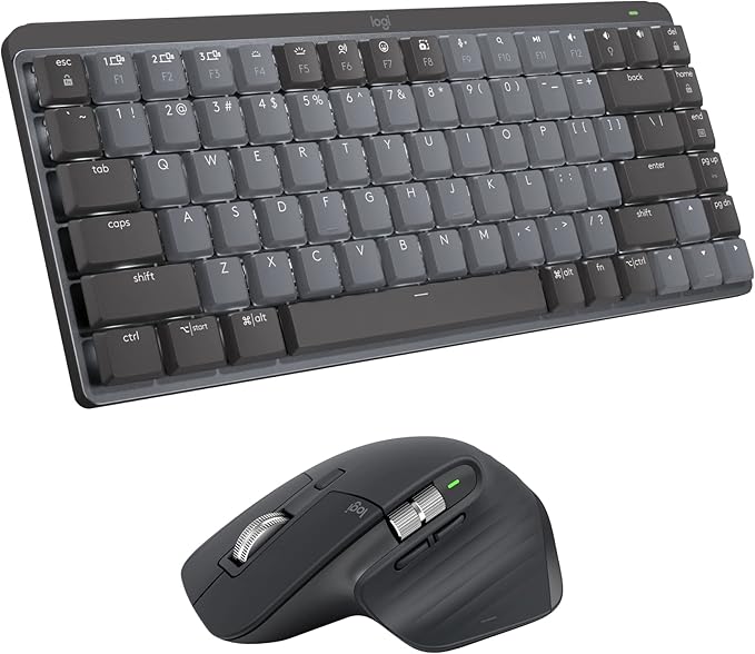 Logitech MX Mechanical Mini TKL Illuminated Wireless Keyboard, Linear, and MX Master 3S Performance Wireless Bluetooth Mouse Bundle, macOS, Windows, Linux, iOS, Android by Unknown