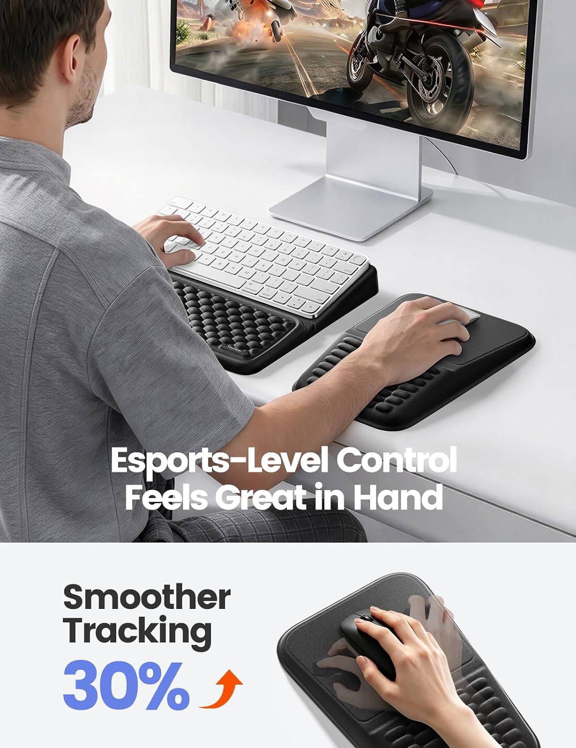 Vaydeer Keyboard Stand and Mouse Pad Set, Memory Foam Arm Support Pad - Image 4