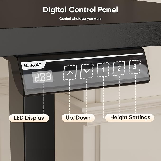 Monomi 39.4" Electric Standing Desk, Height Adjustable sit Stand up,Black | Small Ergonomic Home Office Computer Desk Workstation with 3 Memory Setting and headphone hooks,Space Saving,Easy Install - Image 6