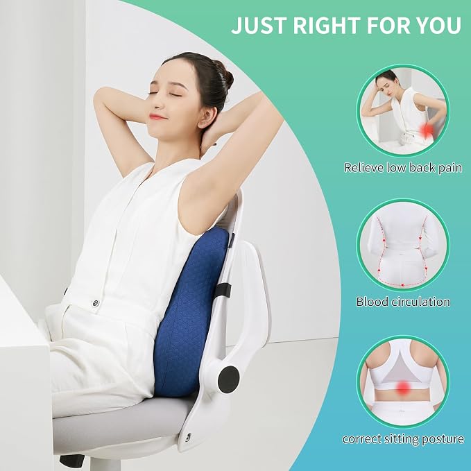 seeknow Lumbar Support Pillow for Chair Back Support Pillow for Couch Lumbar Pillow for Car Office Chair Back Cushion for Lower Back Pain Memory Foam Back Rest for Desk Chair, Recliner, Car Seats - Image 4