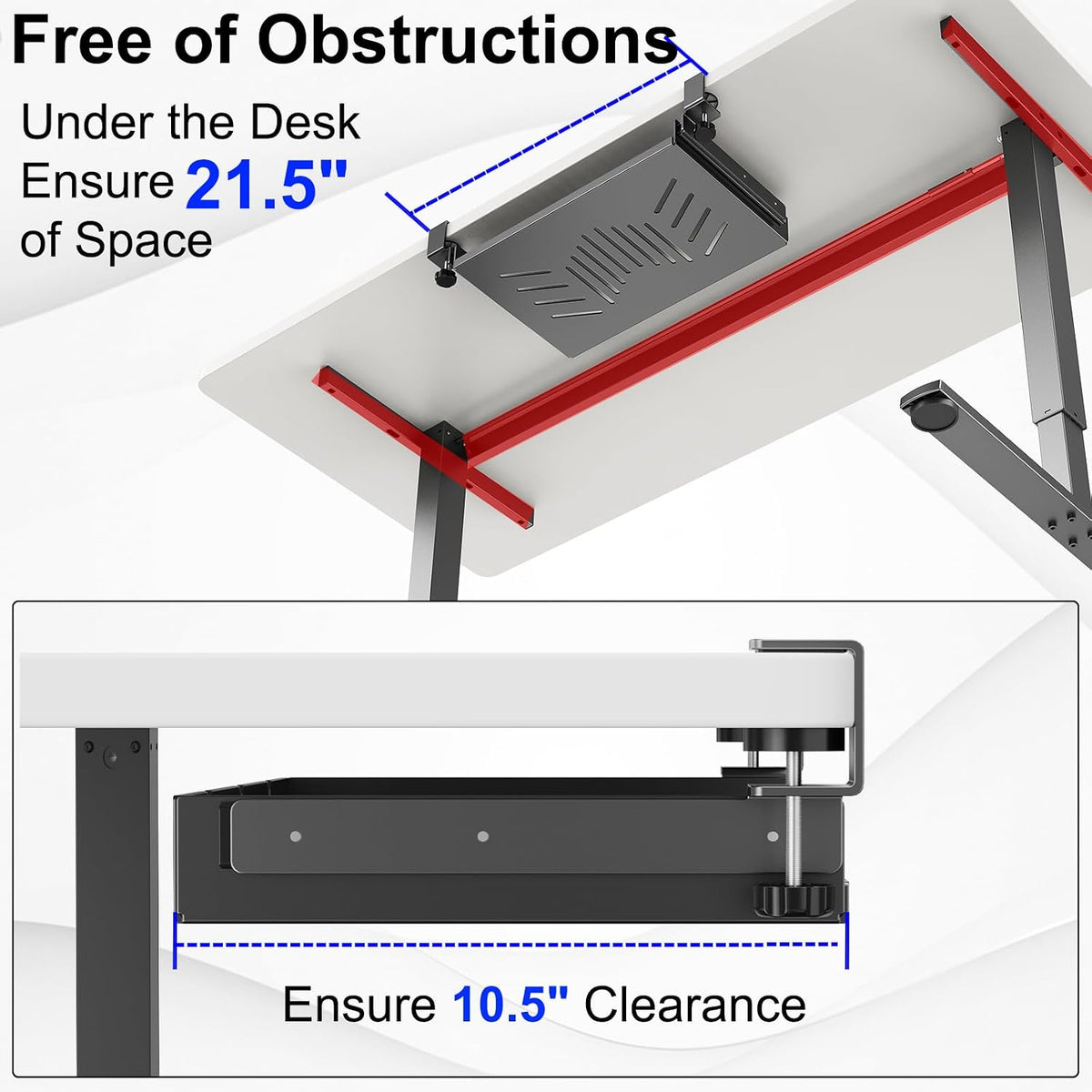 BYMECOST Sliding No Drill Under Desk Laptop Mount, Metal Storage Shelf - Image 6