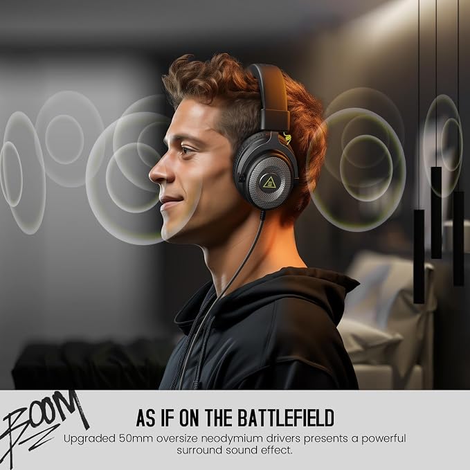 EKSA E900 Gaming Headset with Mic Stereo Headphones for Xbox,PC,PS5 | Detachable Noise Canceling Mic, 3D Surround Sound, Wired Headphone for Gaming, Computer, Laptop, PS4, 3.5MM Jack - Image 2