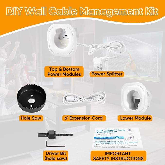 in Wall Cable Management Kit, Cord Hider for Wall Mounted TV - Includes Power & Low Voltage Cable Management - Image 6