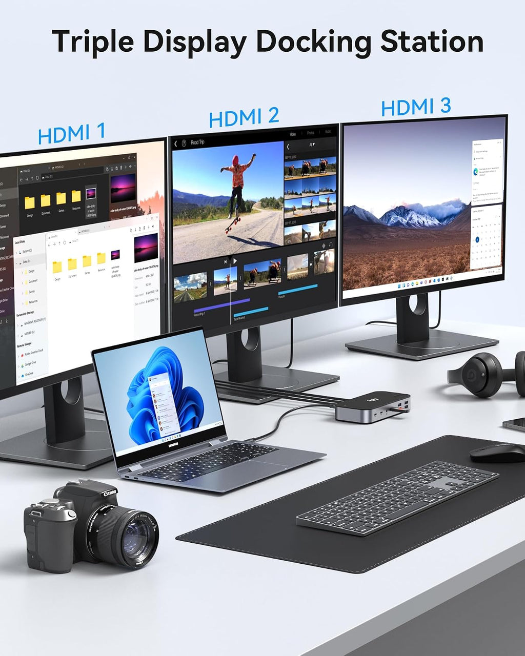 Selore 3 HDMI Docking Station Triple Monitor Docking Station 3 Monitors - Image 3