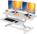 JOY worker 35" Standing Desk Converter, Height Adjustable Stand Up Riser | White Desk Top Stand Up desk Riser with Fixed Keyboard Tray, Dual Monitor and Laptop Workstation, Particle Board, Home Office by JOYworker