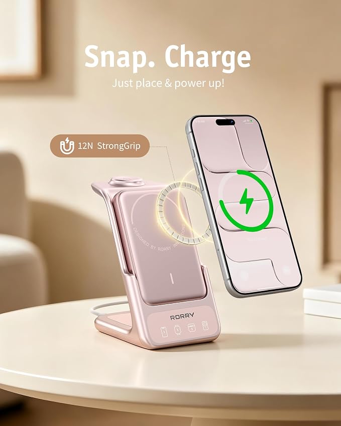 RORRY AuraDock Charging Station for Apple,10000mAh Detachable Power Bank | 3 in 1 for Magsafe Charger, 30W PD Wireless Magnetic Charging Station for iPhone, Apple Watch, AirPods - Image 7