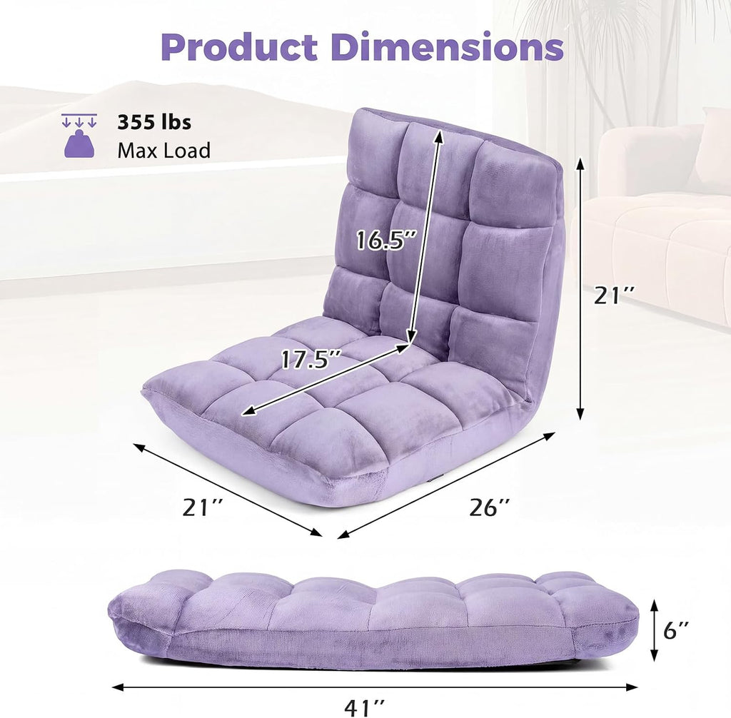 COSTWAY Floor Chair, 14 Positions Adjustable Floor Gaming Chair - Image 3