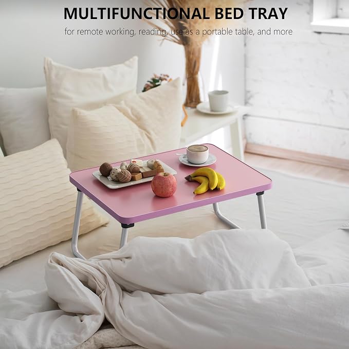 Foldable Lap Desk, Laptop Stand Bed Table Tray for Couch | Portable Breakfast Serving Tray, Lightweight Mini Lap Table, Works Great as Tablet Desk for Working, Reading & Writing, Pink - Image 5
