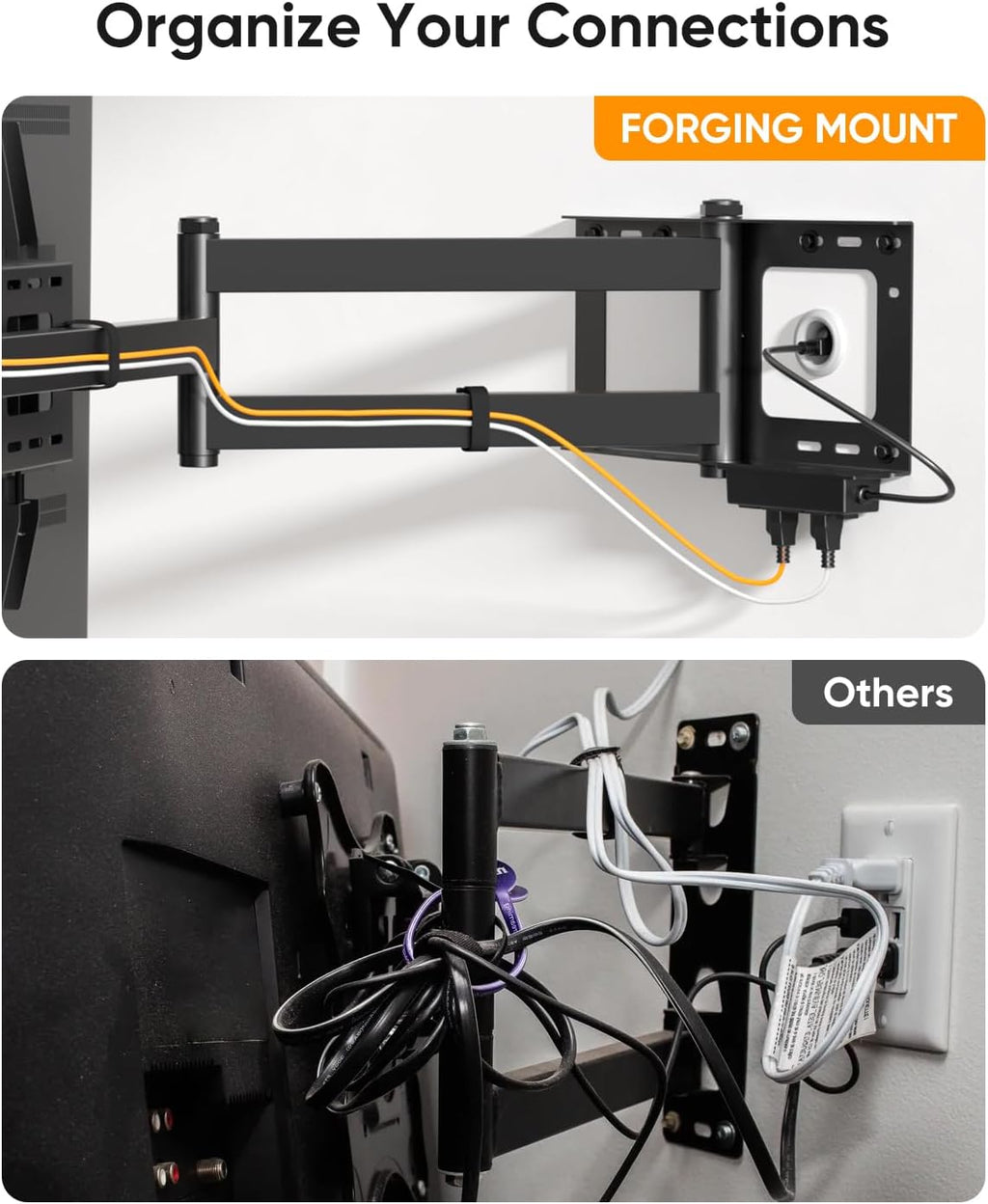 FORGING MOUNT Long Arm TV Wall Mount with Power Strip for 42–80 inch TVs - Image 6