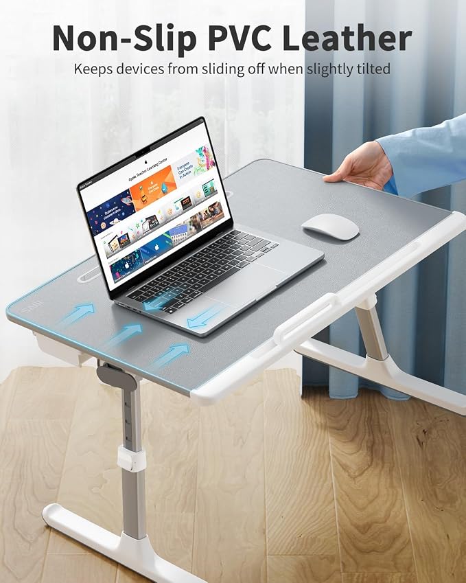 Laptop Lap Desk for Bed, SAIJI X-Large Adjustable Laptop Table | XXL-Extra Large, Foldable Laptop Stand for Bed, with Storage Drawer & Bookstand, for Eating, Working, Gaming, Drawing - Image 5