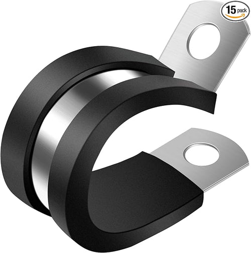 1 Inch Cable Clamp, 15 Pack Stainless Steel Wire Clamp, Rubber Metal Hose Clamps for Wire Line Clips, Pipe, Hose Bracket, Tube Holder (26mm) by ZIPCCI