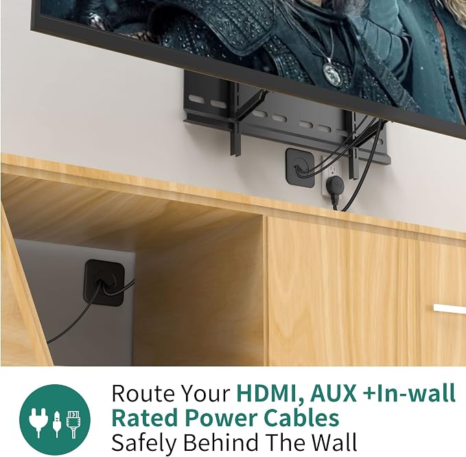 TV Cord Hider for Wall Mounted TV - Cable Management Kit to Hide TV Wires Behind The Wall - Includes 2 Cable Manager Brackets, and Thicker Hold Opener for Easy Install (Black) - Image 2