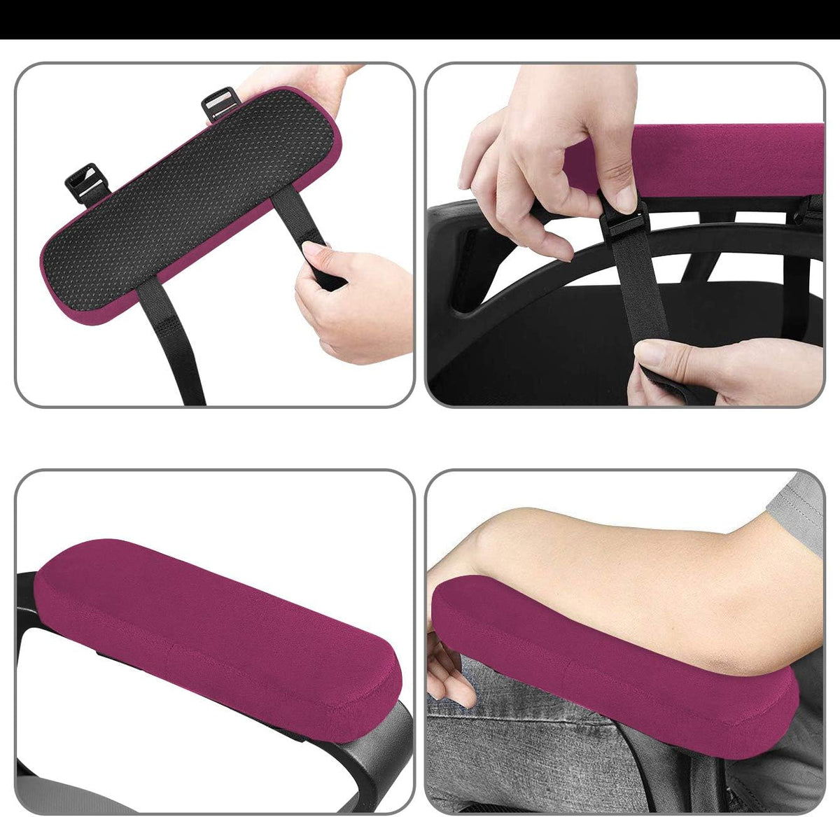 MOSISO Chair Armrest Pads, Home/Office Chair Arm Rest Covers, Wine Red - Image 3
