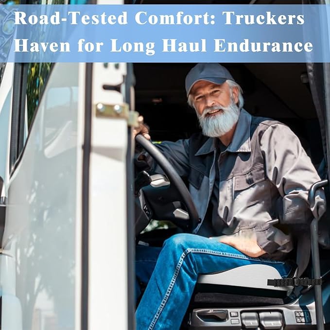 X-Large Truck Seat Cushion for Truck Drivers, Memory Foam Support | Seat Cushion for Long Driving & Sitting, Tailbone Pain Relief, Ergonomic Back Support, Non-Slip Washable Cover for Cars - Image 9
