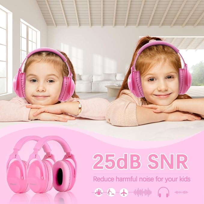 ZOHAN Kids Ear Protection 2 Pack, 25dB NRR Noise Cancelling Headphones for Kids, with Pillowy Pads, for Monster Truck, School, Autism, Sensory, Fireworks, Concerts, Events (Pink+Pink) - Image 3
