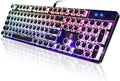 YSCP Typewriter Style Mechanical Gaming Keyboard RGB Backlit Wired with Blue Switch Retro Round Keycap 104 Keys Keyboard (R-Black) by YSCP