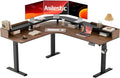 Agilestic L Shaped Standing Desk with Monitor Shelf, 63 Inch, Dark Walnut | Electric Height Adjustable, Dual Monitor Setup, Spacious Corner Desktop, Sturdy Steel Frame, Memory Presets, 264 lbs by Agilestic