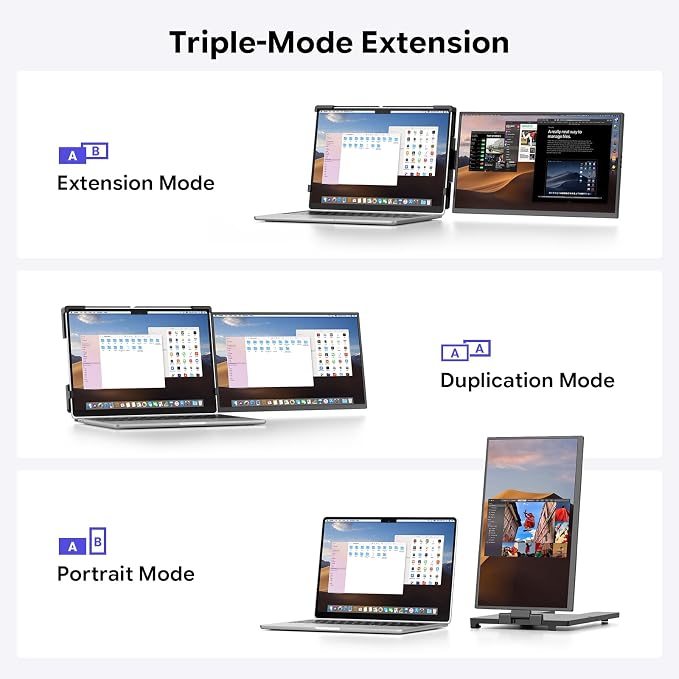 15.6" FHD 1080P Laptop Screen Extender for 13"-17" Laptop Portable Monitor | Dual Travel Screen Monitor IPS Plug & Play, Laptop Screen Monitor Extender Compatible with Windows/Mac/Android & Chrome OS - Image 5