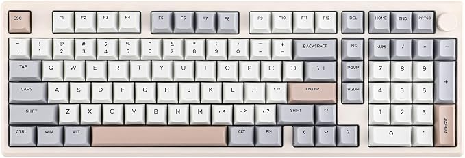 EPOMAKER Galaxy100 QMK/VIA Wireless Gaming Keyboard, Aluminum Shell, BT/2.4Ghz/USB-C, Pre-Lubed Hot-Swappable Linear Switches, NKRO, RGB Backlit (Creamy White, Marble White Switch) by EPOMAKER