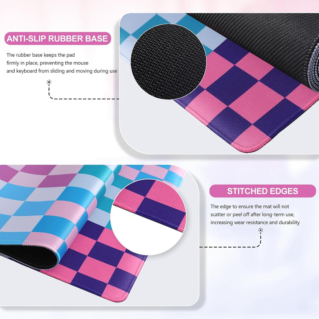 iCasso Desk Matt for Desktop, Cute Desk Pad Mat, Colour Checkered - Image 3
