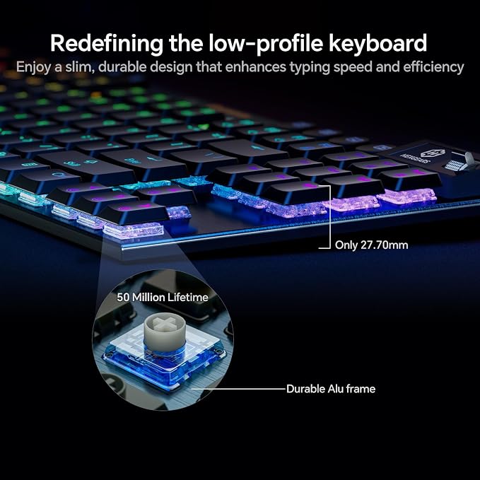Hexgears Immersion A3 Low-Profile Wireless Mechanical Keyboard, TKL Hot-Swappable Aluminum Gaming Keyboard, BT5.0/2.4GHz/USB-C Tactile Switches, RGB Backlit, TFT Screen & 5800mAh Battery for Pc/Mac - Image 3