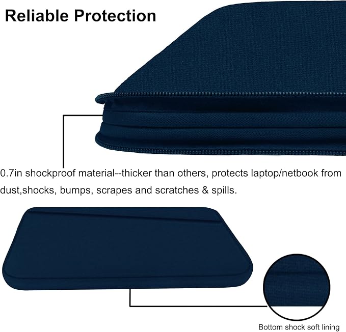 Laptop Sleeve Case, 15.6 inch, Durable Computer Carrying Bag Protective Case Briefcase Handbag with Front Pocket, Slim Laptop Cover for 15.6 Inch HP, Dell, Lenovo, Asus, Notebook, Blue - Image 4